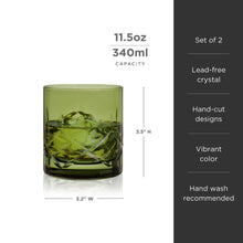 Load image into Gallery viewer, Admiral Crystal Rocks Glasses in Green Set of 2 (Online Only)