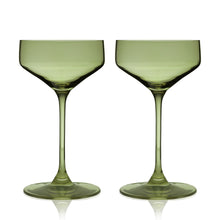Load image into Gallery viewer, Reserve Nouveau Crystal Coupe Glasses in Sage Set of 2 (Online Only)