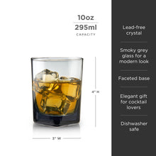 Load image into Gallery viewer, Hexagonal Crystal Double Old Fashioned Glasses in Smoke (Online Only)