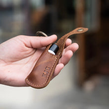 Load image into Gallery viewer, The Sidekick Personalized Fine Leather Lip Balm Holster with Key Ring | Holtz Leather Co.