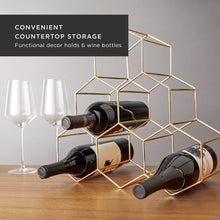 Load image into Gallery viewer, Geo Countertop Wine Rack in Gold (Online Only)