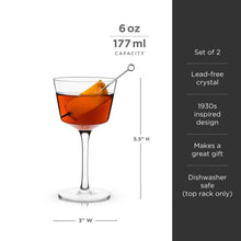 Load image into Gallery viewer, Raye Angled Crystal Nick & Nora Glasses Set of 2 (Online Only)