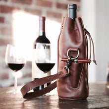 Load image into Gallery viewer, The Muscadine Fine Leather Wine Tote Wine Bottle Carrier Bag | Holtz Leather Co.