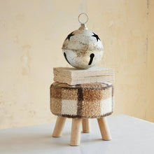 Load image into Gallery viewer, Faux Sherpa Fabric Upholstered Stool with Pine Wood Feet Plaid