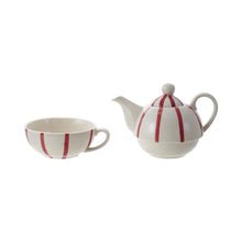 Load image into Gallery viewer, Hand-Painted Stoneware Striped Teapot Set