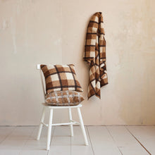Load image into Gallery viewer, Brown Plaid Faux Sherpa Throw