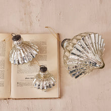 Load image into Gallery viewer, Mercury Glass Pleated Ornament with Antique Silver Finish