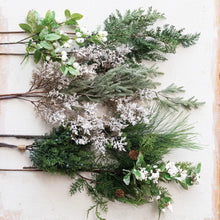 Load image into Gallery viewer, Faux Juniper Branch, Brown & Snow Finish