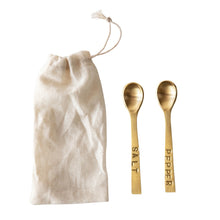 Load image into Gallery viewer, Set of Brass Salt &amp; Pepper Spoons
