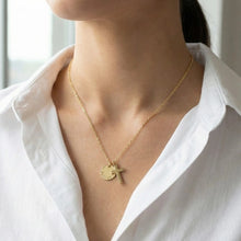 Load image into Gallery viewer, Gold Dipped Cross and Coin Pendant Chain Necklace
