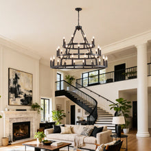 Load image into Gallery viewer, 39.37 Inch 3-Tiers Wagon Wheel Chandelier [Online Only]
