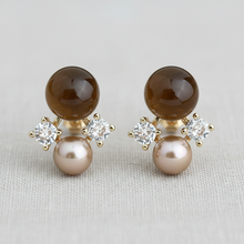 Load image into Gallery viewer, Vintage Geometric Tiger's Eye Zircon Stud Earrings
