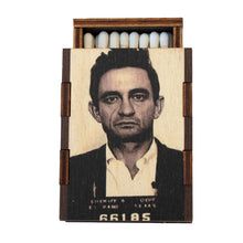 Load image into Gallery viewer, Johnny Cash Mug Shot Wooden Matchbox
