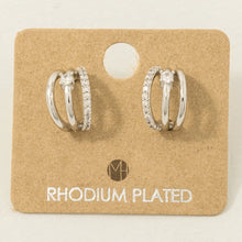 Load image into Gallery viewer, Pave Layered Hoop Huggie Earrings (2 Colors)
