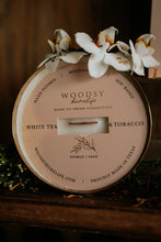 Load image into Gallery viewer, White Tea &amp; Tobacco Solid Brass 14 oz Pure Soy Candle
