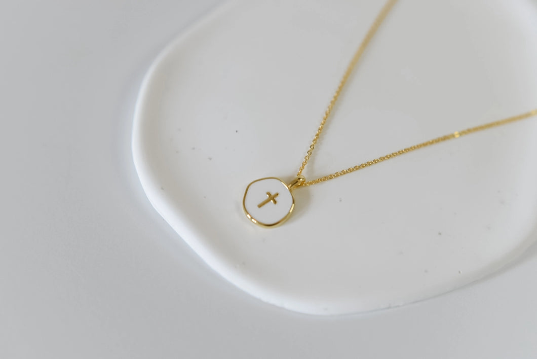 The Lennon 18k Gold Plated Cross Charm Necklace