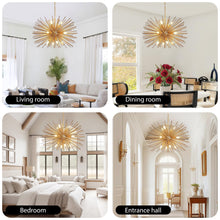 Load image into Gallery viewer, Mid-Century Modern 12-Light Starburst Chandelier 29"  [Online Only]
