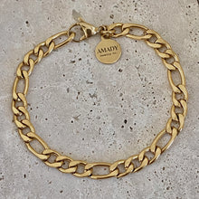 Load image into Gallery viewer, Figaro Curb Chain Layering Bracelet 18k Gold Plated
