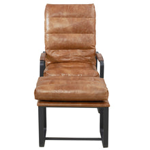 Load image into Gallery viewer, Prima Classe Rustic Modern Chair and Ottoman Set - Light Brown Leather [Online Only]
