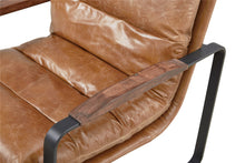 Load image into Gallery viewer, Prima Classe Rustic Modern Chair and Ottoman Set - Light Brown Leather [Online Only]
