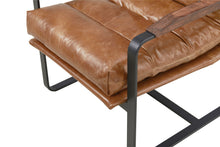 Load image into Gallery viewer, Prima Classe Rustic Modern Chair and Ottoman Set - Light Brown Leather [Online Only]
