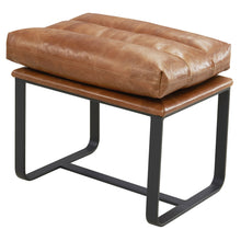 Load image into Gallery viewer, Prima Classe Rustic Modern Chair and Ottoman Set - Light Brown Leather [Online Only]
