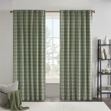 Load image into Gallery viewer, Plaid Rod Pocket and Back Tab Curtain Panel with Fleece Lining Green 50x84 [Online Only]
