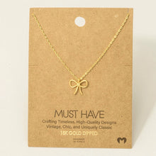 Load image into Gallery viewer, Gold Dipped Wire Ribbon Bow Pendant Necklace
