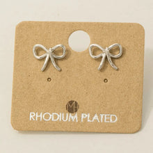 Load image into Gallery viewer, Gold Dipped Wire Ribbon Bow Stud Earrings (2 Colors)
