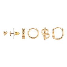 Load image into Gallery viewer, Dainty Double Heart Earrings Set of 3 - Gold
