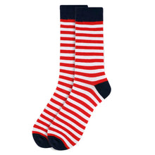 Load image into Gallery viewer, Men's Red &amp; White Stripes Novelty Socks
