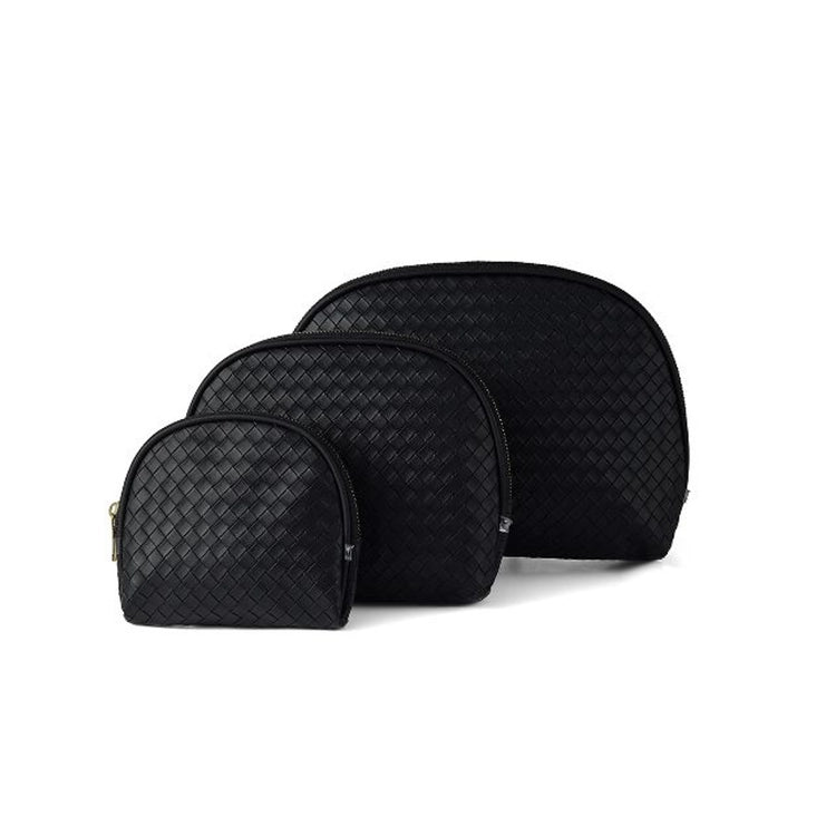 Black Woven Cosmetic Bag Set