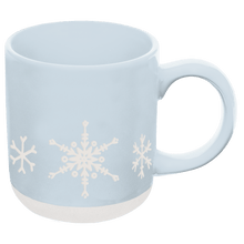 Load image into Gallery viewer, Snowflakes 14 oz Blue Stoneware Coffee Mug [Online Only]
