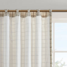 Load image into Gallery viewer, Plaid Rod Pocket and Back Tab Curtain Panel with Fleece Lining Natural 50x95 [Online Only]
