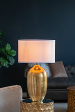 Load image into Gallery viewer, Round Aluminum Sheet Gold Table Lamp with White Fabric Shade [Online Only]
