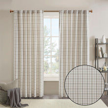 Load image into Gallery viewer, Plaid Rod Pocket and Back Tab Curtain Panel with Fleece Lining Natural 50x95 [Online Only]
