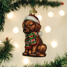Load image into Gallery viewer, Holiday Chocolate Labrador Pup Ornament [Online Only]
