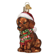 Load image into Gallery viewer, Holiday Chocolate Labrador Pup Ornament [Online Only]
