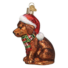 Load image into Gallery viewer, Holiday Chocolate Labrador Pup Ornament [Online Only]
