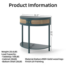 Load image into Gallery viewer, Boho Rattan Semi Circle End Table With Sliding Rattan Door [Online Only]
