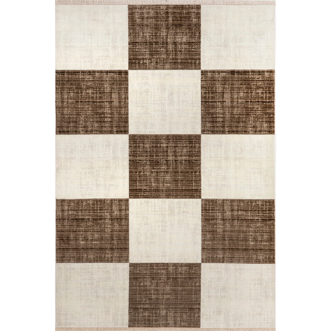 Aspen Checkerboard Fringed Area Rug