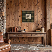 Load image into Gallery viewer, Vintage Standing Coonhound Tartan Study Print Wooden Wall Art 4x4
