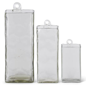 Hand-Blown Square Clear Glass Hanging Vase (6 sizes)