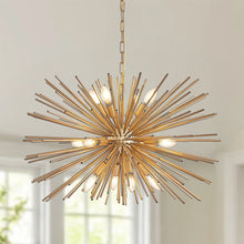 Load image into Gallery viewer, Mid-Century Modern 12-Light Starburst Chandelier 29"  [Online Only]

