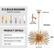 Load image into Gallery viewer, Mid-Century Modern 12-Light Starburst Chandelier 29"  [Online Only]
