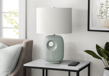 Load image into Gallery viewer, Contemporary Green Ceramic Table Lamp with Ivory Shade [Online Only]
