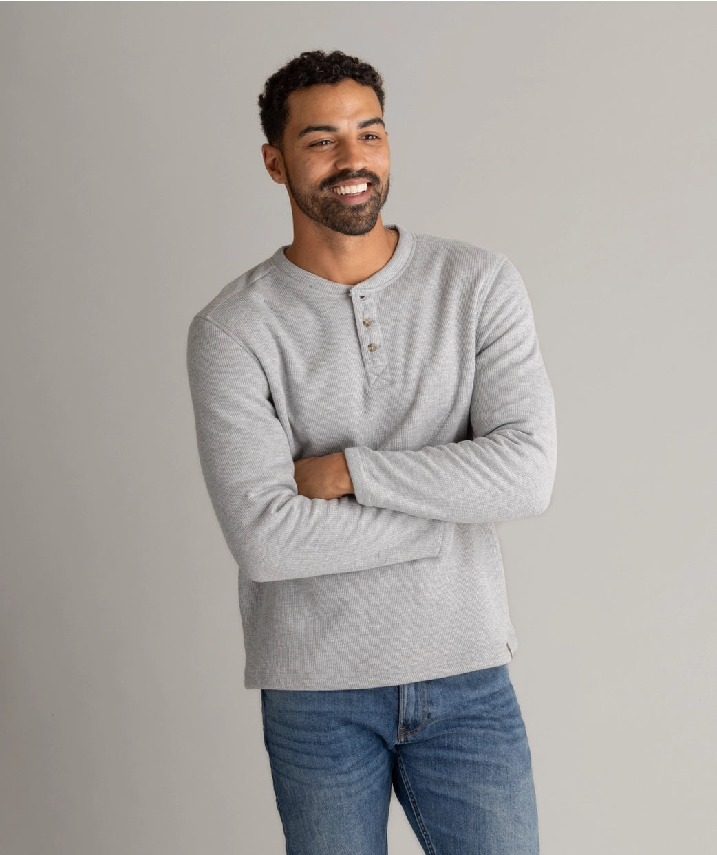 Men's Fireside Sherpa Lined Henley Light Gray Heather