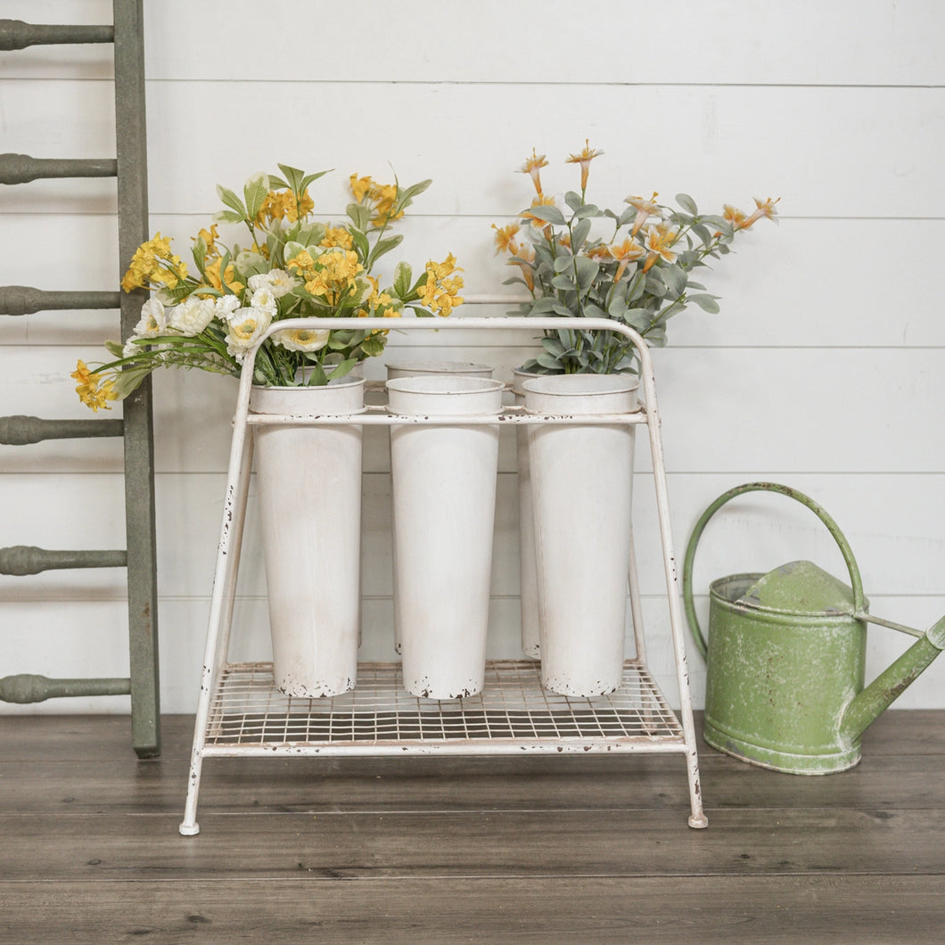 White 6 Bucket Floral Stand