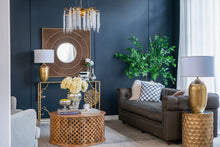 Load image into Gallery viewer, Round Aluminum Sheet Gold Table Lamp with White Fabric Shade [Online Only]
