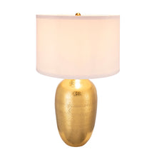 Load image into Gallery viewer, Round Aluminum Sheet Gold Table Lamp with White Fabric Shade [Online Only]
